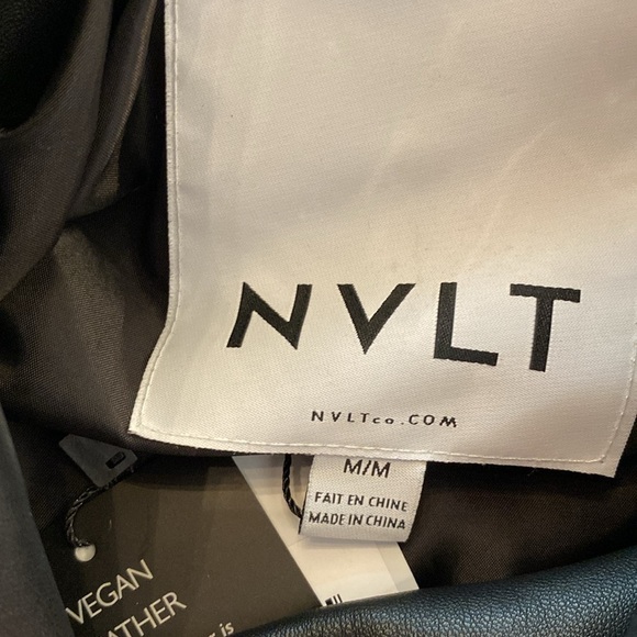 Anthropologie NVLT Women’s Black Vegan Leather Jacket Collar Buttons Pockets M - Picture 8 of 15